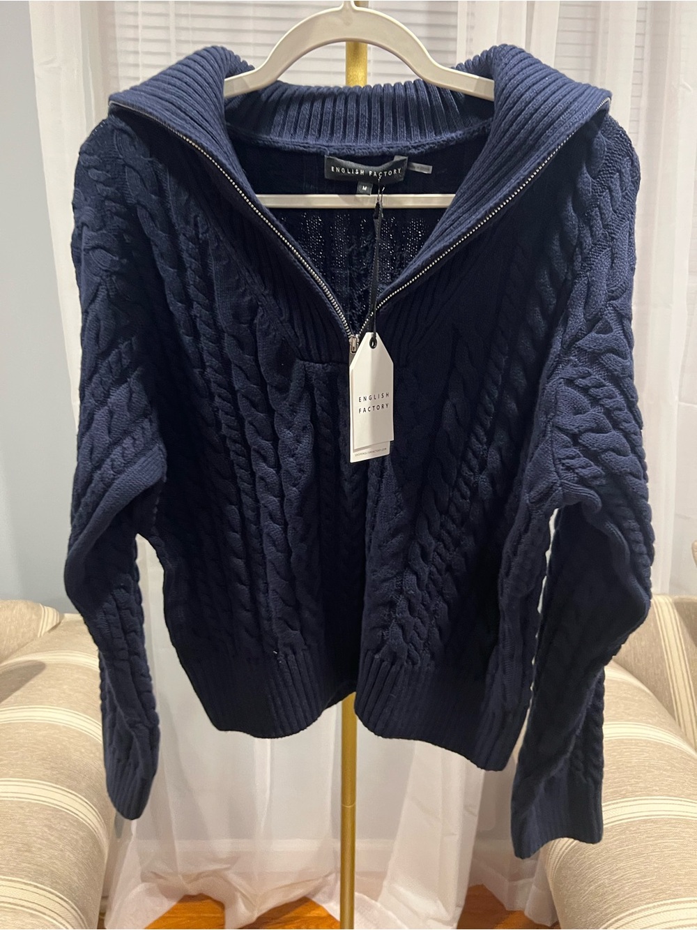 NWT English Factory Cable-Knit Half-Zip  Sweater